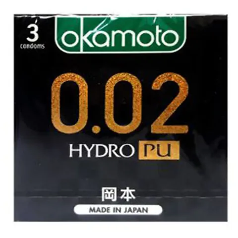 Bao Cao Su Okamoto 0.02 Hydro PU Siêu Mỏng H3 Chính Hãng