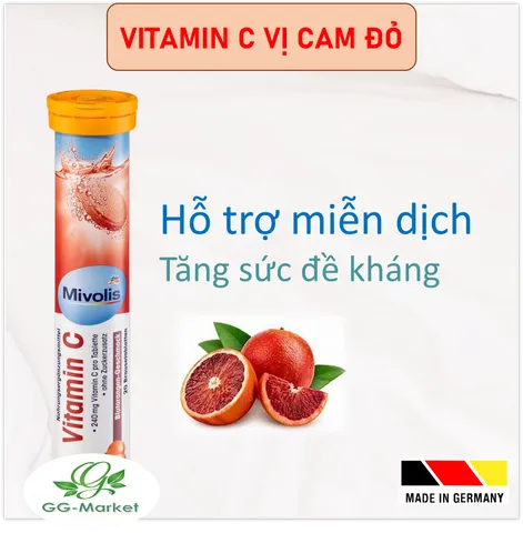 Viên Sủi Vitamin C Mivolis Hỗ Trợ Tăng Sức Đề Kháng, 20 Viên Đức