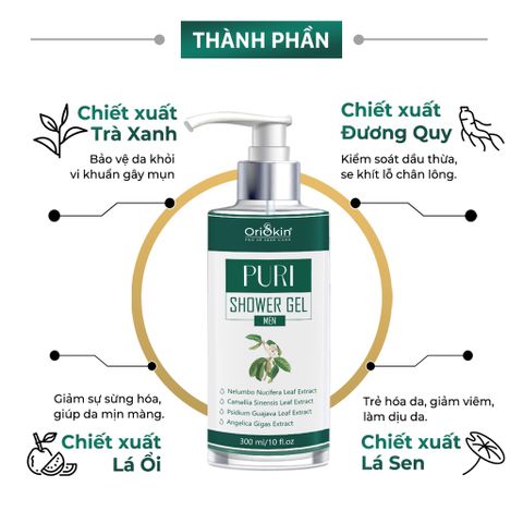 Sữa Tắm Hỗ Trợ Ngăn Ngừa Mụn Oriskin Puri shower Gel cho nam