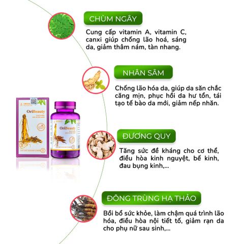 Viên Uống Hỗ Trợ Trắng Da Mờ Nám Và Tàn Nhang Oriskin Oribeauty