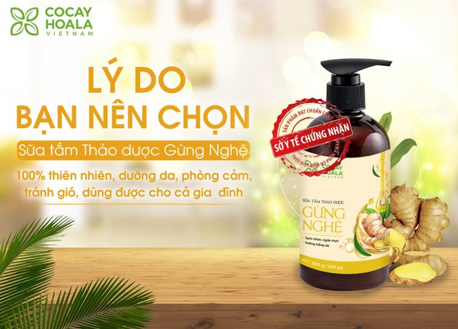 Sữa Tắm  Gừng Nghệ Cocayhoala 300g Giúp Giữ Ấm Cơ Thể Và Tránh Gió