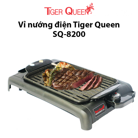 Vỉ Nướng Điện Tiger Queen SQ-8200 - Bếp Nướng Chống Dính, 5 Mức Nhiệt Độ, Tiết Kiệm Điện, Dễ Dàng Vệ Sinh, Made in Korea