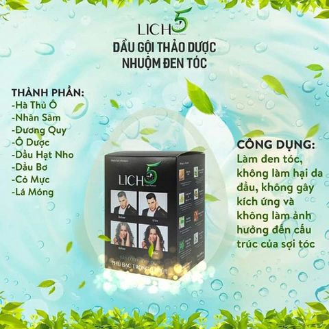 Dầu Gội Phủ Bạc Cocayhoala Lich5 - Dầu Gội Đen Tóc Cao Cấp, Thời Gian Nhuộm Chỉ 5 Phút, Chiết Xuất Tự Nhiên, Dùng Tại Nhà