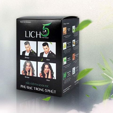 Dầu Gội Phủ Bạc Cocayhoala Lich5 - Dầu Gội Đen Tóc Cao Cấp, Thời Gian Nhuộm Chỉ 5 Phút, Chiết Xuất Tự Nhiên, Dùng Tại Nhà