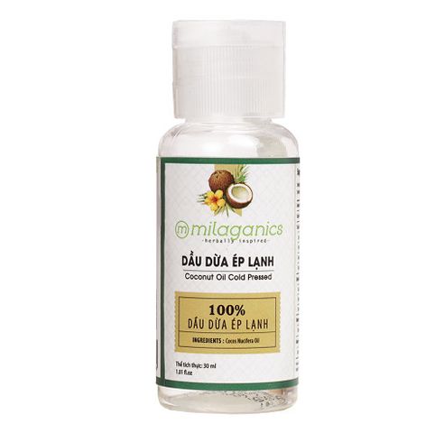 Dầu Dừa Ép Lạnh Tinh Khiết Giúp Dưỡng Da, Tóc, Môi Milaganics 30ml