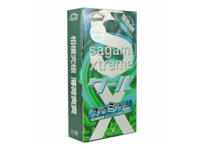 Bao cao su Sagami Xtreme Spearmint – Hộp 10 chiếc, tê mát bạc hà.