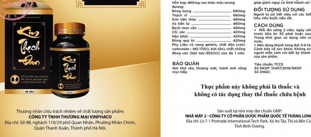 Viên Uống Kim Thạch Đan Chính Hãng - Hộp 60 viên