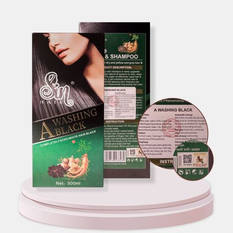 Dầu Gội Phủ Bạc Nhân Sâm Sin Hair - Nhuộm Tóc Đen/Nâu Tự Nhiên 500ml, Giúp Phục Hồi Tóc Hư Tổn và Ngăn Rụng Tóc