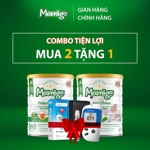 Combo 2 lon sữa Mamigo 800g tặng 1 máy đo đường huyết