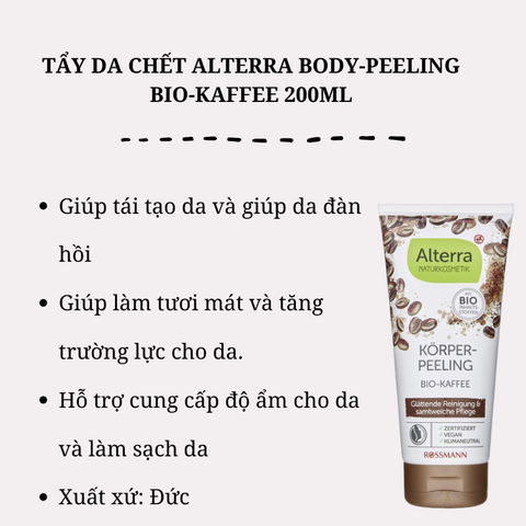 Tẩy da chếtalterra body-peeling bio-kaffee 200ml