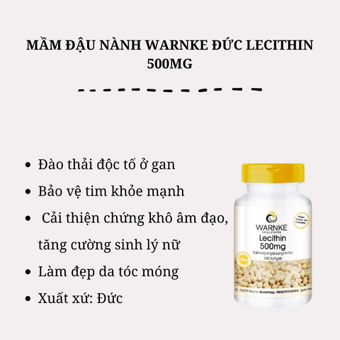 Mầm đậu nành Warnke Đức Lecithin 500mg 100 viên