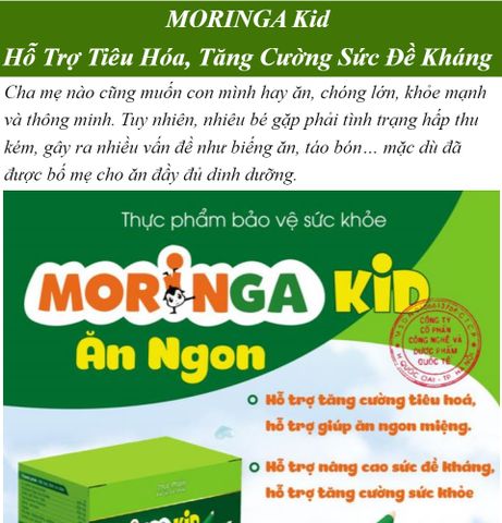 Siro Ăn Ngon Moringa Kids 30 Ống - Hỗ Trợ Tiêu Hóa, Tăng Cường Sức Đề Kháng Cho Trẻ Em Hữu Cơ