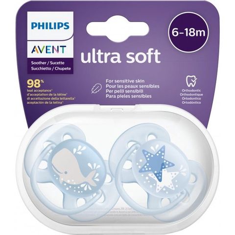 Ty ngậm Phillips Avent siêu mềm Ultra soft 6 đến 18 tháng