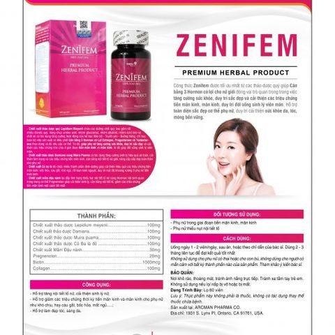 Zenifem Giúp Bổ Sung Nội Tiết Tố Nữ Tự Nhiên Hiệu Quả (Mỹ)