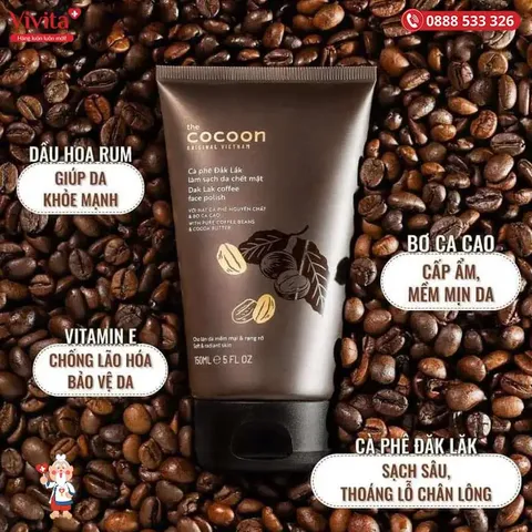 Tẩy da chết mặt cà phê Đắk Lắk Cocoon giúp da mềm mại 150ml