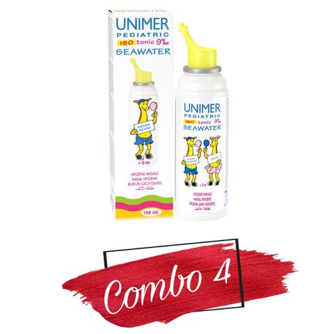 Combo 4 Xịt Muối Biển Unimer Pháp Cho Trẻ Sơ Sinh 100ml * 4 hộp
