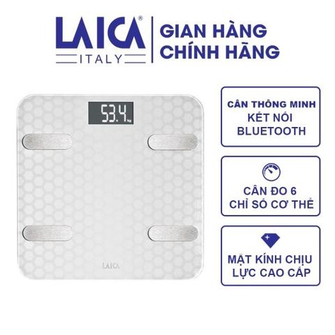 Cân Sức Khoẻ Thông Minh Laica PS7011 - Cân Đo 6 Chỉ Số Cơ Thể, Kết Nối Bluetooth, Màu Trắng - Sản Phẩm Chăm Sóc Sức Khỏe Hàng Đầu