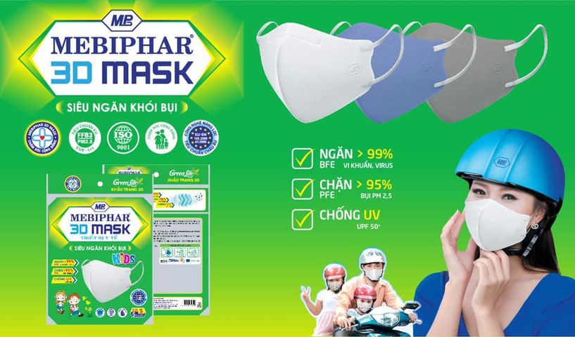 Khẩu Trang 3D MEBIPHAR Dành Cho Trẻ Em - Bộ 5 Chiếc Kháng Khuẩn, Ngăn Bụi & UV, Họa Tiết Mèo Đáng Yêu, An Toàn Cho Bé
