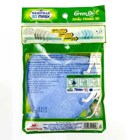 Khẩu Trang 3D MEBIPHAR Dành Cho Trẻ Em - Bộ 5 Chiếc Kháng Khuẩn, Ngăn Bụi & UV, Họa Tiết Mèo Đáng Yêu, An Toàn Cho Bé