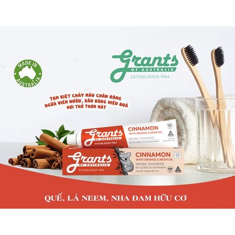 Kem đánh răng thảo mộc, hữu cơ Quế - 110g