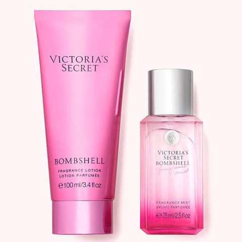 Bộ quà tặng Victoria's Secret Bombshell - Xịt thơm Fragrance Mist 75ml & Sữa dưỡng thể 100ml - Hương hoa nữ tính quyến rũ