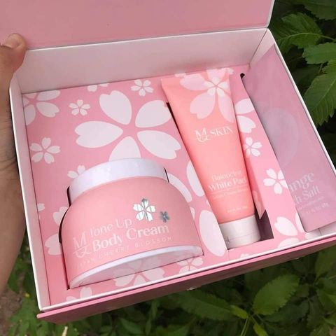Combo Dưỡng da hoa anh đào MQ Skin ( Kem body, ủ trắng, tẩy tế bào )