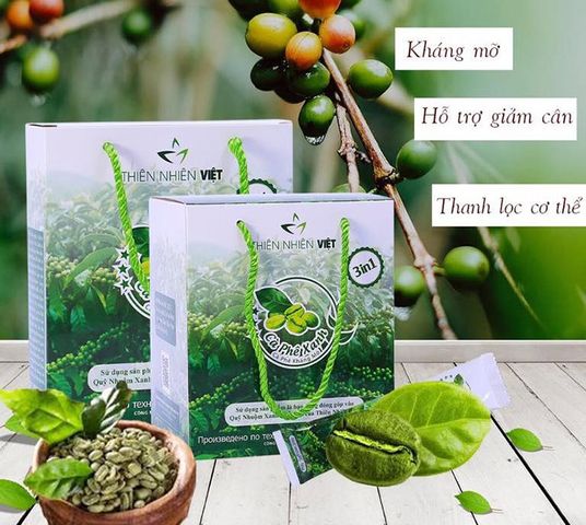 Cà Phê Xanh Giảm Cân Thiên Nhiên Việt - Hỗ Trợ Thon Gọn Vóc Dáng - Hộp 10 Gói Pha Nhanh, Nguyên Chất, Từ Dak Lak