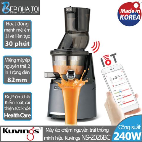 Máy Ép Chậm Thông Minh Kuvings NS-2026BC - Thiết Kế Sang Trọng, Tính Năng Health Care Phân Tích Cơ Thể, Dung Tích 400ml, Bền Bỉ, Tiện Lợi