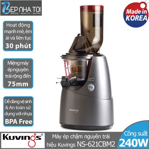 Máy Ép Chậm Kuvings NS-621CBM2 (400ml) - Tích Hợp Công Nghệ Ép Nguyên Trái, Tiết Kiệm Dinh Dưỡng, Màu Xám Sang Trọng, Phù Hợp Gia Đình