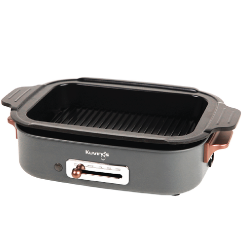 Lẩu điện đa năng Kuvings KMG-200B 4.0L - Chống dính gốm Ceramic, 9 chức năng nấu, Màu xám sang trọng, Thiết kế hiện đại