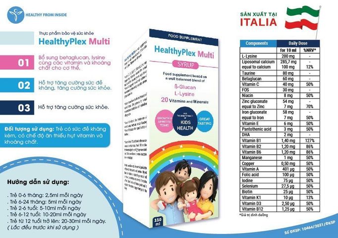 Healthyplex Multi Vitamin Bổ Sung Cho Trẻ - Hỗ Trợ Tăng Cường Sức Đề Kháng & Kích Thích Ăn Ngon - 150ml