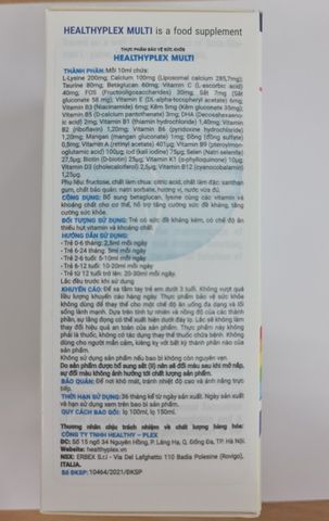 Healthyplex Multi Vitamin Bổ Sung Cho Trẻ - Hỗ Trợ Tăng Cường Sức Đề Kháng & Kích Thích Ăn Ngon - 150ml
