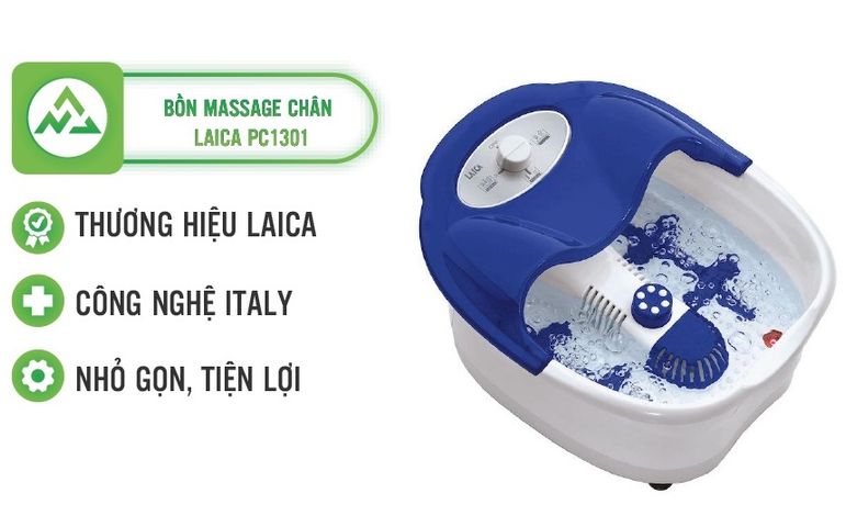 Bồn Ngâm Massage Chân Laica PC1301 - Đèn Hồng Ngoại, 3 Chế Độ Massage Rung/Sủi, Chăm Sóc Sức Khỏe Từ Italy