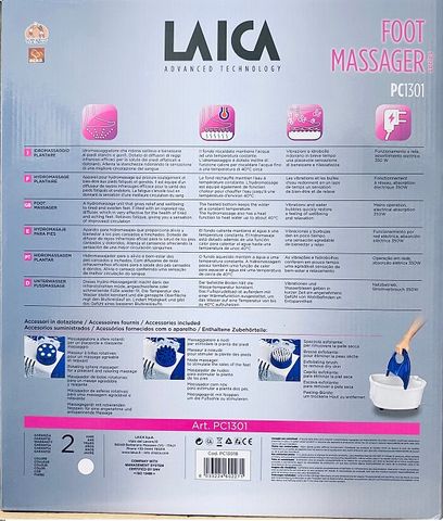 Bồn Ngâm Massage Chân Laica PC1301 - Đèn Hồng Ngoại, 3 Chế Độ Massage Rung/Sủi, Chăm Sóc Sức Khỏe Từ Italy