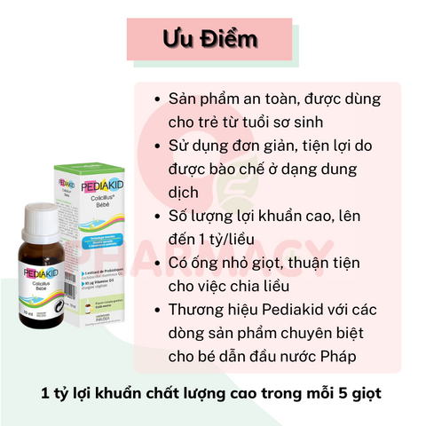 Men vi sinh nhỏ giọt cho bé sơ sinh Pediakid Colicillus Bébé
