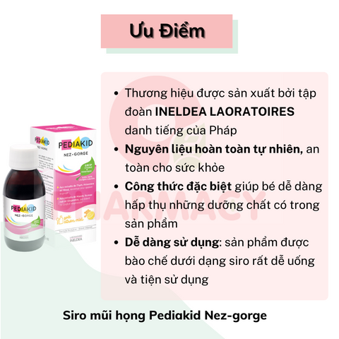 Siro tăng đề kháng mũi họng cho bé Pediakid Nez-gorge