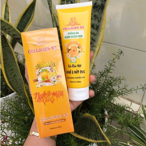 Sữa Rửa Mặt Collagen X3 tinh chất Nghệ Mật Ong Đông Anh tuýp 100Ml