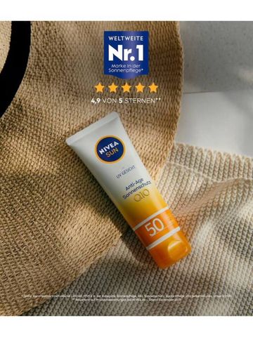 Kem Chống Nắng Nivea Sun Anti Age Q10 SPF 50 - Bảo Vệ Da Khỏi Lão Hóa, Tăng Cường Độ Ẩm, 50ml