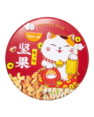 Bánh quy Mèo 2 tậng hộp tròn đỏ Yaruna nhập khẩu Đài Loan
