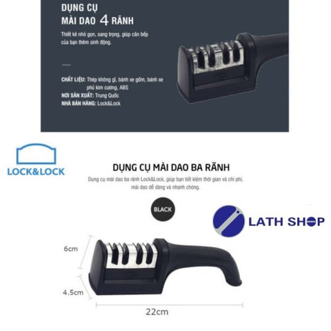 Dụng Cụ Mài Dao Kéo LocknLock 4 Rãnh CKK114 - Chất Liệu Nhựa ABS, Thép Không Gỉ, Thiết Kế Thông Minh, Dễ Dàng Sử Dụng