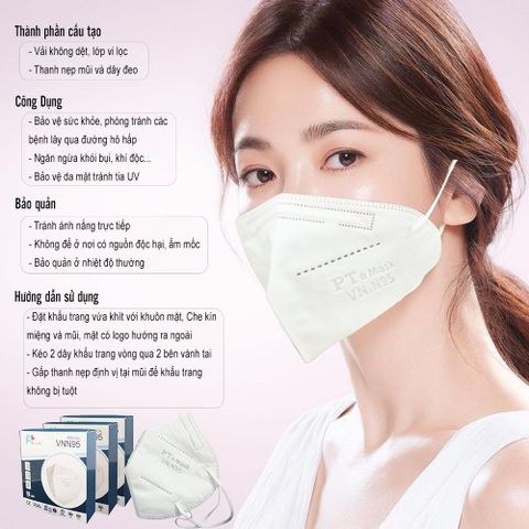 Hộp 10 Cái Khẩu Trang VNN95 Có Bông Kháng Khuẩn