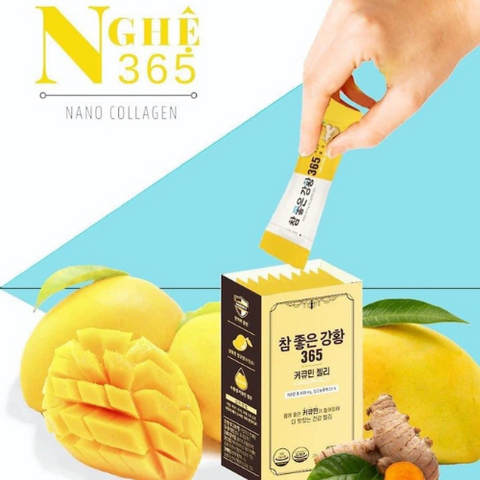 Thạch Nghệ Collagen Nano Curcumin Jelly 365 Vị Xoài Hàn Quốc - Giúp đẹp da, hỗ trợ sức khỏe, 30 gói x 25g, dinh dưỡng tự nhiên