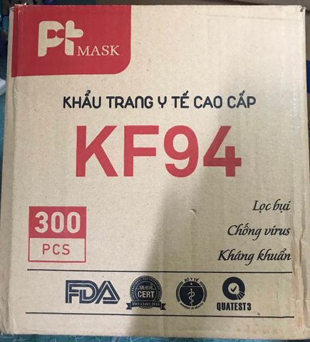 Thùng 300 Cái Khẩu Trang KF94 kháng khuẩn 4D Hàn Quốc