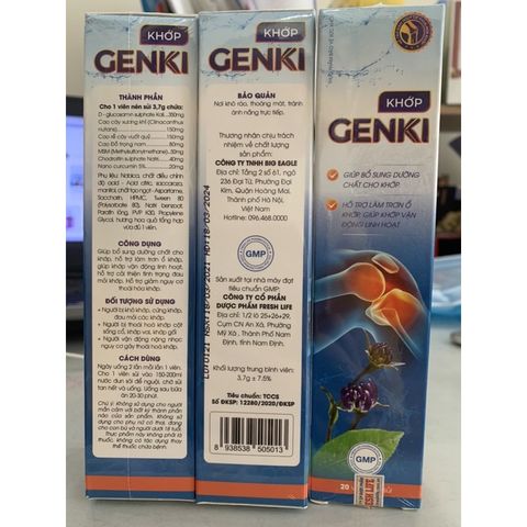 Viên Sủi Genki Hỗ Trợ Bổ Sung Dưỡng Chất Cho Khớp Hộp 20 viên