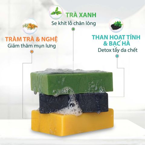 Xà Phòng Tắm Giảm Mụn Giảm Thâm Tràm Nghệ Milaganics  100gr
