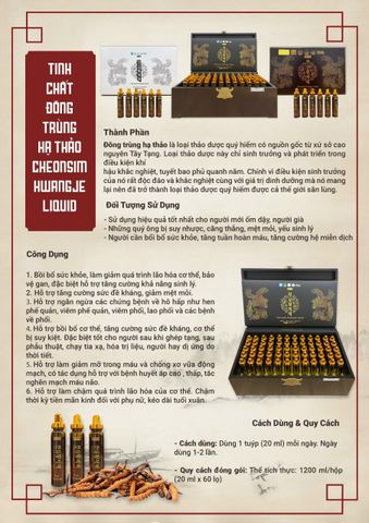Tinh chất đông trùng hạ thảo Cheonsim Hwangje Liquid 60 ống cao cấp