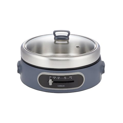 Nồi Lẩu Nướng Điện Đa Năng Lock&Lock EJP542NVY 4L - Bếp Nấu Lẩu, Nướng và Xào, Điều Khiển Thân Gạt, Màu Navy