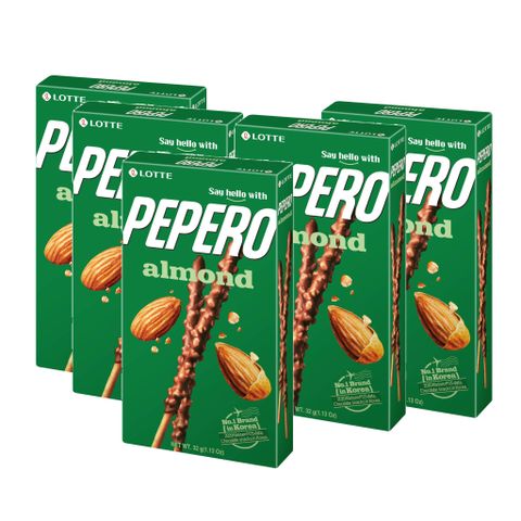 Combo 5 hộp bánh Lotte Pepero giòn tan phủ sô-cô-la Hạnh Nhân