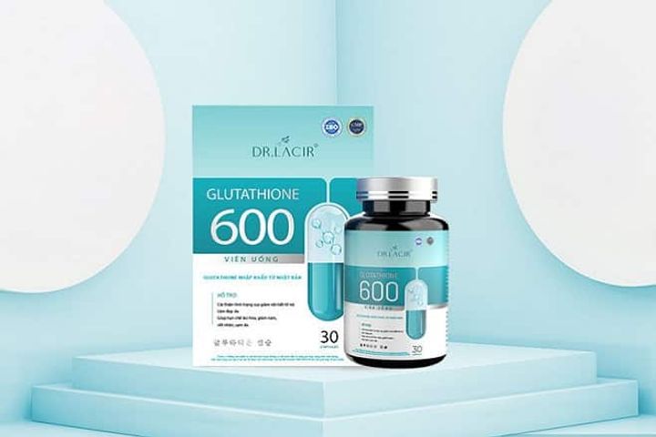 Viên Uống Glutathione 600 Dr Lacir - Hỗ Trợ Trắng Da, Cân Bằng Nội Tiết Tố Nữ, Ngăn Ngừa Nám và Nếp Nhăn - Hộp 30 Viên