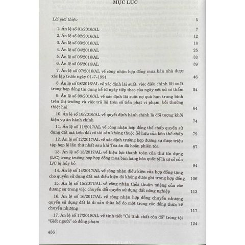 Hệ thống Án lệ Việt Nam (Hiện hành) -Từ Án lệ số 01 đến Án lệ số 56